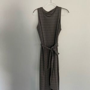 Grey, subtly striped dress